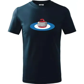 Chlapecké tričko Curling kámen - Tričko dětské bavlněné - 134 cm/8 let ( Námořní modrá (velmi tmavá - téměř černá) )