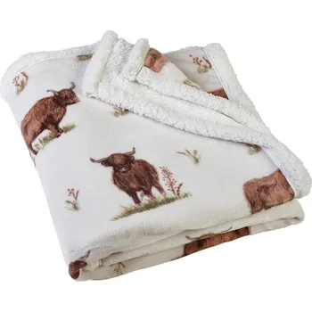 deka Hnědá/béžová deka z mikroplyše 130x170 cm Angus Highland Cow – Catherine Lansfield ID_1800569