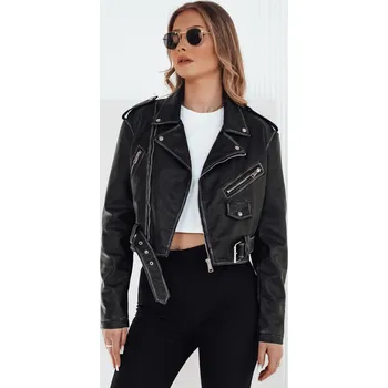 Dámská casual bunda Černá koženková bunda s páskem PALIGOR TY4160 Velikost: XL