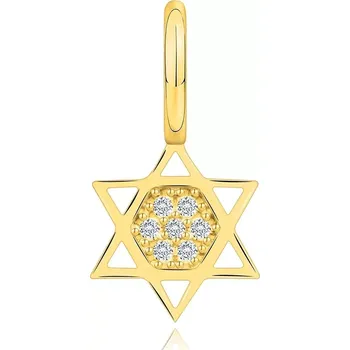 Přívěsek Přívěsek ze žlutého 14karátového zlata - Davidova hvězda se zirkony uprostřed