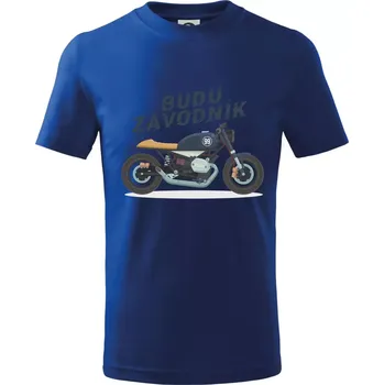 Chlapecké tričko Budu závodník modrý cafe racer - Tričko dětské bavlněné - 98 cm / 2 roky ( Královská modrá )