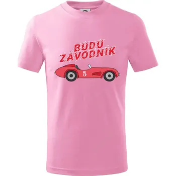 Chlapecké tričko Budu závodník červené staré auto - Tričko dětské bavlněné - 134 cm/8 let ( Růžová )