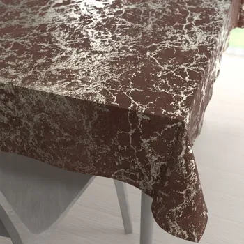ubrus Sametový obdélníkový ubrus Isabela IBL-014 Zlatý mramor na červenohnědém 50x100 cm