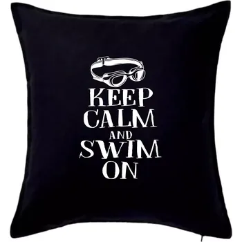 Polštář Keep calm and swim on - Polštář 50x50 - 50x50 - Pouze potah ( Černá )