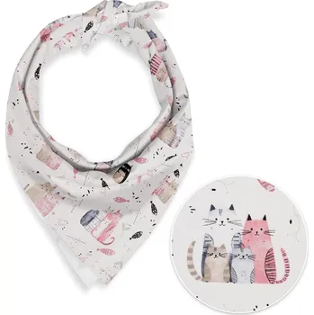 Šátek Dětský bavlněný šátek Sandra SA-654 Kočičí svět růžovo-hnědý na bílém 45 x 45 cm