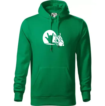 Pánská mikina Zajíc stín rock - Mikina pánská Cape s kapucí - 2XL ( Středně zelená )