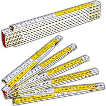 metr SKLÁDACÍ METR DŘEVĚNÝ BUKOVÝ LAKOVANÝ NITOVANÝ 2M BÍLO-ŽLUTÝ