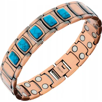 Náramek Měděný magnetický náramek dámský tyrkysový
