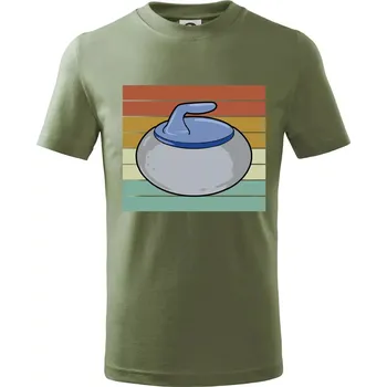 Curling vintage - Tričko dětské bavlněné - 122 cm/6 let ( Khaki )