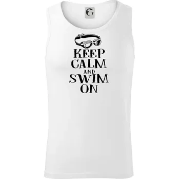 Keep calm and swim on - Tílko pánské Core - XL ( Bílá )