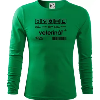 Pánské oblečení Čárový kód - Veterinář - Triko s dlouhým rukávem FIT-T long sleeve - M ( Středně zelená )