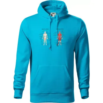 Pánská mikina Skelet and Moscular system - Mikina pánská Cape s kapucí - 5XL ( Světlý tyrkys )