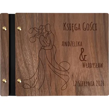 Fotoalbum Personalizovaná Kniha Hostů na Svatební Hostina Dřevěné Album s gravírováním 60 stran