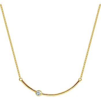 Náhrdelník Náhrdelník ve žlutém 14K zlatě - zaoblená hladká linie zdobená čirým zirkonem v objímce