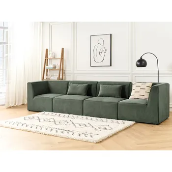 Pohovka Modulární 4místná pohovka zelený manšestr Moderní design Minimalistický styl Beliani