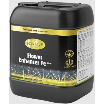 Hnojivo Gold Label Flower Enhancer FE nano 5L (Gold Label Flower Enhancer FE Nano (Bat Boost) je vysoce koncentrovaný květový stimulátor navržený pro maximalizaci výnosů a zlepšení kvality finální sklizně během fáze kvetení. Objem 5L.)