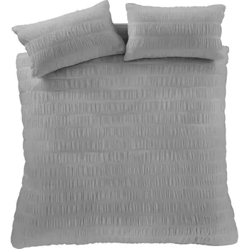 Povlečení Šedé krepové povlečení na dvoulůžko/prodloužené 230x220 cm Seersucker – Catherine Lansfield ID_1801005