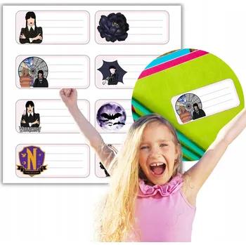 samolepka Samolepky na sešity 8 kusů Wednesday vzor LIST