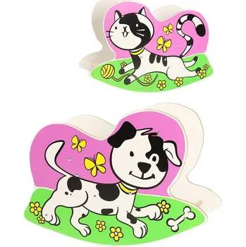 Dětská houpačka _Ostatní 1_ DŘEVO Houpací pes a kočka 2v1 dětské houpadlo 78x30,5x55cm jr71012