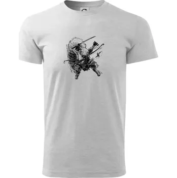 Skica ninja veverka - Triko extra velké (5-8XL) - 7XL ( Světlešedý Melír )