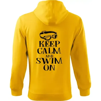 Pánská mikina Keep calm and swim on - Mikina s kapucí na zip trendy zipper - M ( Žlutá )