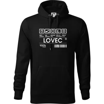 Pánská mikina Čárový kód Lovec - Mikina pánská Cape s kapucí - 4XL ( Černá )