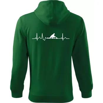 Pánská mikina EKG curling - Mikina s kapucí na zip trendy zipper - S ( Lahvově zelená )