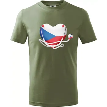 Chlapecké oblečení Český doktor logo - Tričko dětské bavlněné - 98 cm / 2 roky ( Khaki )