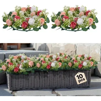 umělá květina Věnec z umělých růží VEVOR, věnec z umělých květin o průměru 340 mm s růžovými a bílými růžemi, květinová výzdoba na Valentýna, Den matek, večírek, svatbu a domácí dekoraci stolu, 10 ks