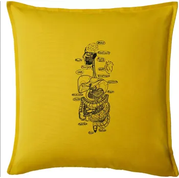 Polštář Skica lidských orgánů - Polštář 50x50 - 50x50 - Pouze potah ( Žlutá )