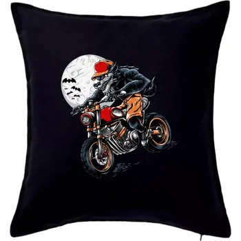 Polštář Kreslený vlk na motorce - Polštář 50x50 - 50x50 - Pouze potah ( Černá )