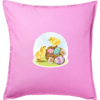 Polštář Velikonoční kuřátka - Polštář 50x50 - 50x50 - Včetně výplně ( Růžová )