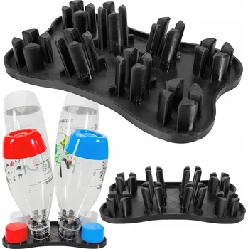 Odkapávač na nádobí ODKAPÁVAČ NA ČTYŘI LAHVE KE SODOBARU STOJAN DRŽÁK ČERNÝ