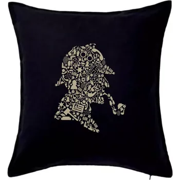 Polštář Sherlock Holmes ikony - Polštář 50x50 - 50x50 - Pouze potah ( Černá )