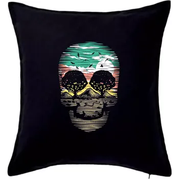 Polštář Příroda v lebce barevná - Polštář 50x50 - 50x50 - Pouze potah ( Černá )