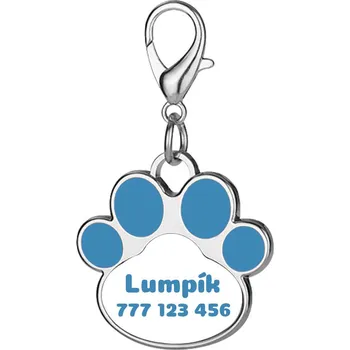 psí známka Psí známka - tlapka s vlastním textem - Modrá