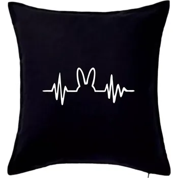Polštář EKG zajíc - Polštář 50x50 - 50x50 - Pouze potah ( Černá )