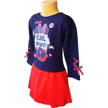 Dívčí šaty Sun City Dívčí šaty MINNIE teplé dlouhý rukáv Barva: modročervená, Velikost: 98