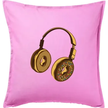 Polštář Headphone Donut - Polštář 50x50 - 50x50 - Pouze potah ( Růžová )