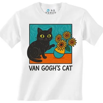 Dívčí oblečení Dětské tričko Kočka Vincenta van Gogha (Barva: Bílá)