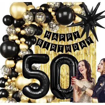 Balónek Stěna Sada balónků na padesátku BALÓNKY 50 Narozeniny s oponou