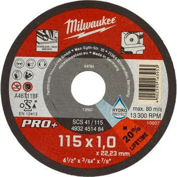 Řezný kotouč Řezný kotouč na kov MILWAUKEE SCS 41 PRO+ 115x1,0x22,2 mm