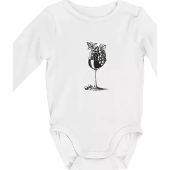 Sklenice plná vína - Body kojenecké s dlouhým rukávem - Dlouhý r. 3-6 měs ( Bílá )