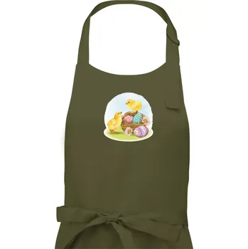 Kuchyňská zástěra Velikonoční kuřátka - Pánská zástěra na vaření - Univerzální velikost ( Khaki )