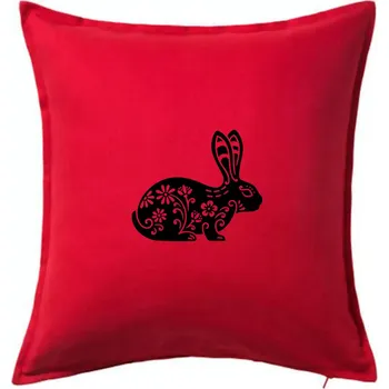 Polštář Zajíc květy - Polštář 50x50 - 50x50 - Pouze potah ( Červená )