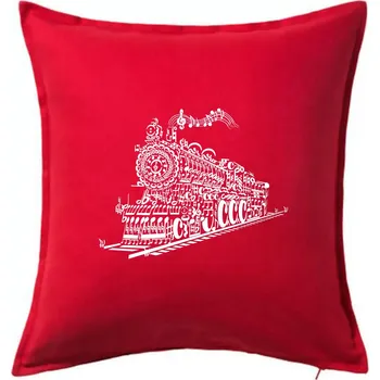 Polštář Stará lokomotiva z not - Polštář 50x50 - 50x50 - Pouze potah ( Červená )