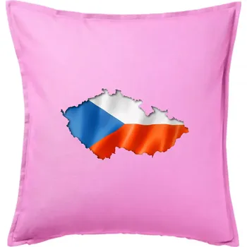 Polštář Česká vlajka v obrysu republiky - Polštář 50x50 - 50x50 - Pouze potah ( Růžová )