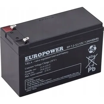 Záložní baterie Bezúdržbový Akumulátor Europower 12V 7.2Ah AGM VRLA pro alarm, UPS