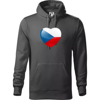 Pánská mikina Česká vlajka srdce - Mikina pánská Cape s kapucí - S ( Ocelově šedá )