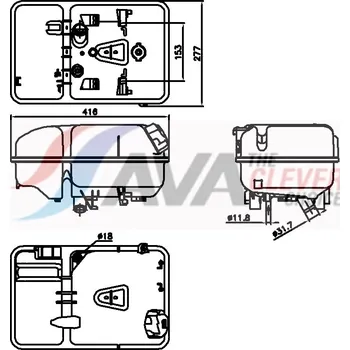 Expanzní nádoba chladiče Vyrovnávací nádoba, chladicí kapalina AVA 19011007